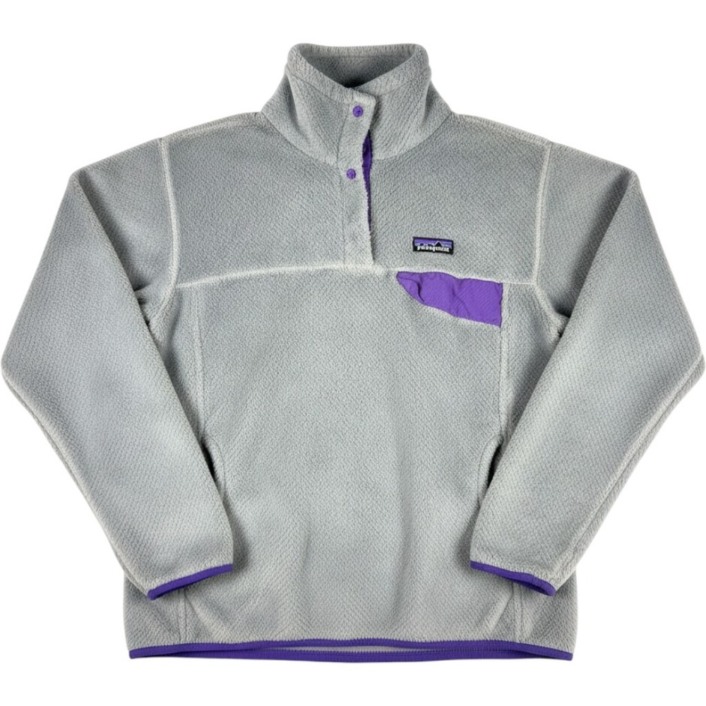 Patagonia Re-Tool Snap-T Pullover Womens L Polartec Fleece Gray Purple Hiking